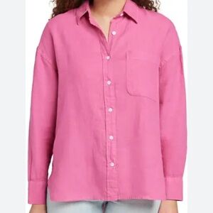Faherty Laguna Linen Relaxed Shirt Women's Button Down Blouse Pink Size Medium